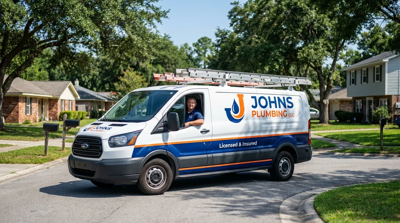 Johns Plumbing LLC service van in Searsmont, ME