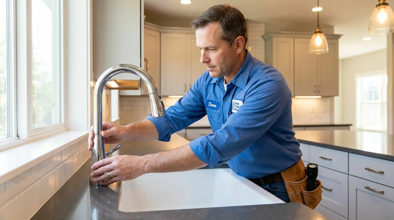 Kitchen faucet installation by Johns Plumbing LLC in Searsmont