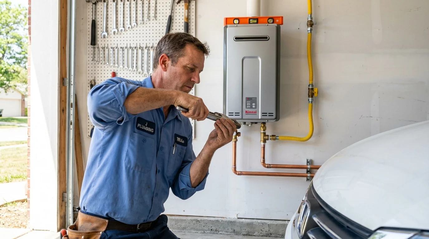 Tankless water heater installation by a Johns Plumbing LLC plumber in Searsmont